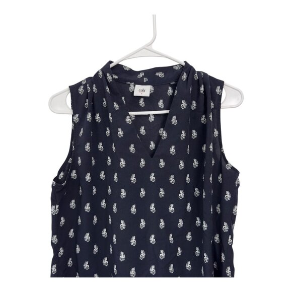 Cabi Womens Black Sleeveless V-Neck Top With White Floral Pattern Size S - Picture 9 of 11